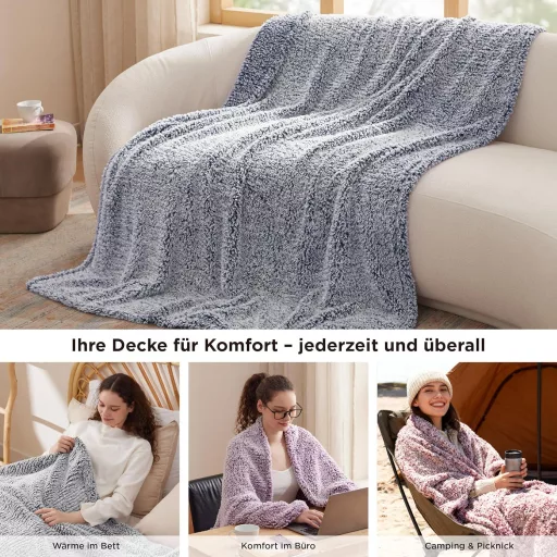 Bedsure Lila Sherpa Ágytakaró 150x200 cm - Puha Kanapévetítés Téli Takaró