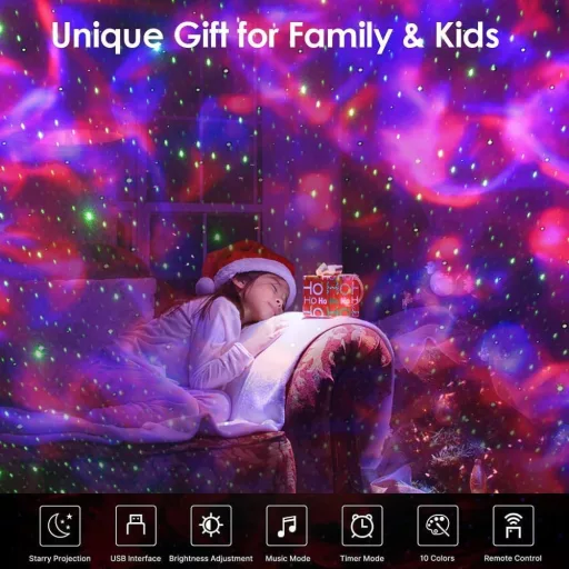 Galaktický projektor LPONGPOCUI s Bluetooth reproduktorom, farebný hviezdny projektor pre deti