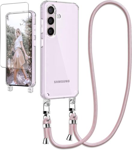 Husă transparentă Ciciber pentru Samsung Galaxy A55 5G - Cu șnur de gât și folie de protecție, carcasă protectoare durabilă cu șnur.