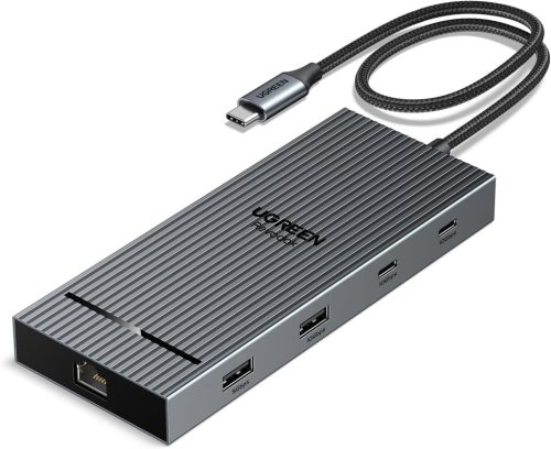 UGREEN Revodok Pro USB C Hub 10Gbps - Kettős 4K@60Hz HDMI, Ethernet, 100W PD Töltés, SD/TF Kártyaolvasó, USB 3.2 Portok, Fekete Dokkoló Állo