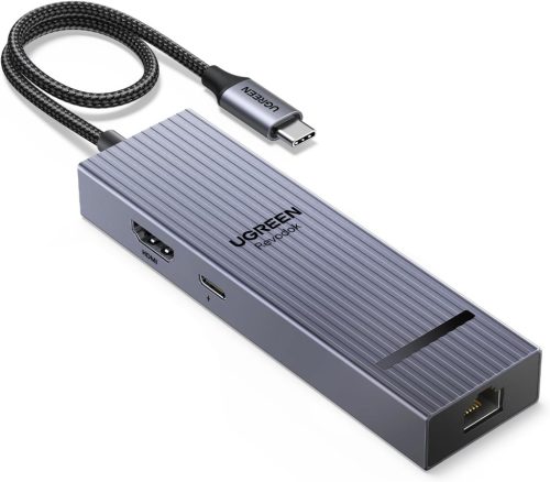 UGREEN Revodok Pro 10Gbps USB-C Hub HDMI 4K@60Hz Ethernet Adapter - 2 USB-A 3.2 és USB-C 3.2 porttal iPhone 16, iPad, MacBook, Mac Mini M4, 