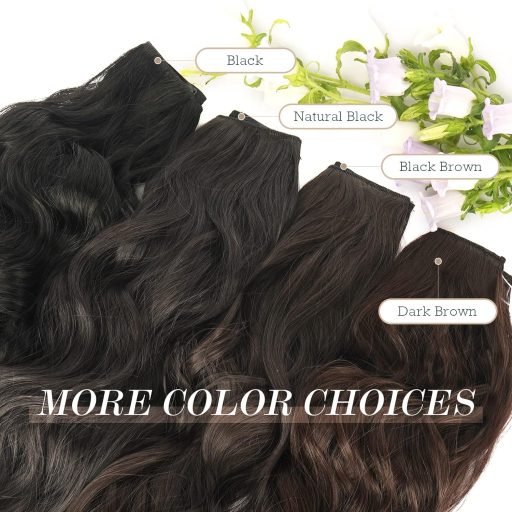 FESHFEN Láthatatlan Hajhosszabbítás - 50 cm Hullámos Műhaj Póthaj Csoki-Sötétbarna Színben - Nőknek Készült Hajdúsítás