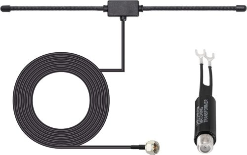 Bingfu T-alakú Dipól Antenna 75/300 Ohm - Beltéri DAB FM Digitális Rádió Antenna HDTV, Házimozi és Sztereó Vevőkészülékekhez - Fekete