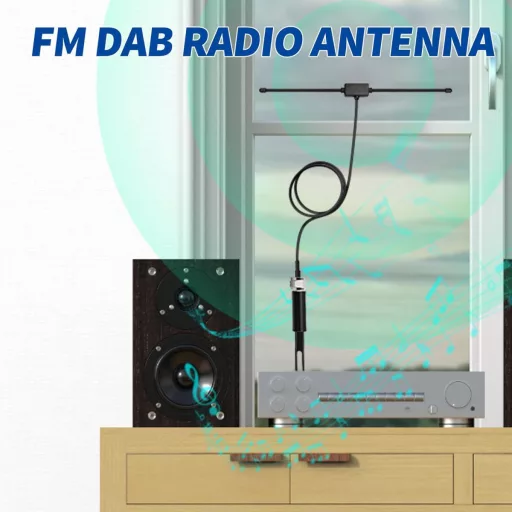 Bingfu T-anténa dipól 75/300 Ohmov – interiérová anténa pre digitálne rádio DAB FM HDTV, domáce kino a stereo prijímače – čierna