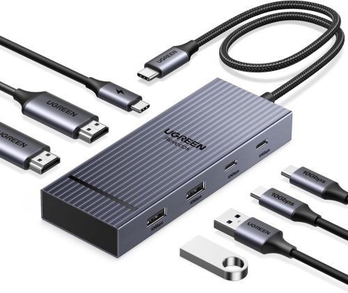 UGREEN Revodok Pro USB C Hub 10Gbps Dokkoló - 2 HDMI 4K@60Hz Kettős Kijelző, 100W PD Töltés, USB 3.2 Portok, XPS, Chromebook, Surface Pro Ko