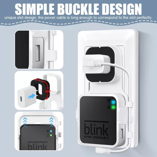 OFFCUP Fali Tartó Blink Sync Module 2-höz - Kábeltartó Konzol Blink Kamerarendszerhez, Szerszám Nélküli Rögzítés, Fehér