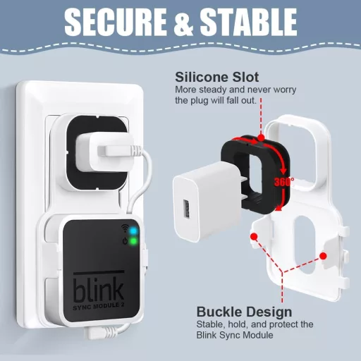 OFFCUP Fali Tartó Blink Sync Module 2-höz - Kábeltartó Konzol Blink Kamerarendszerhez, Szerszám Nélküli Rögzítés, Fehér