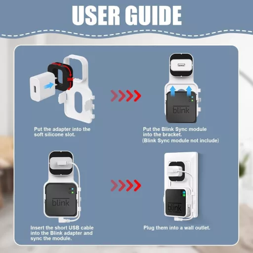 OFFCUP Fali Tartó Blink Sync Module 2-höz - Kábeltartó Konzol Blink Kamerarendszerhez, Szerszám Nélküli Rögzítés, Fehér