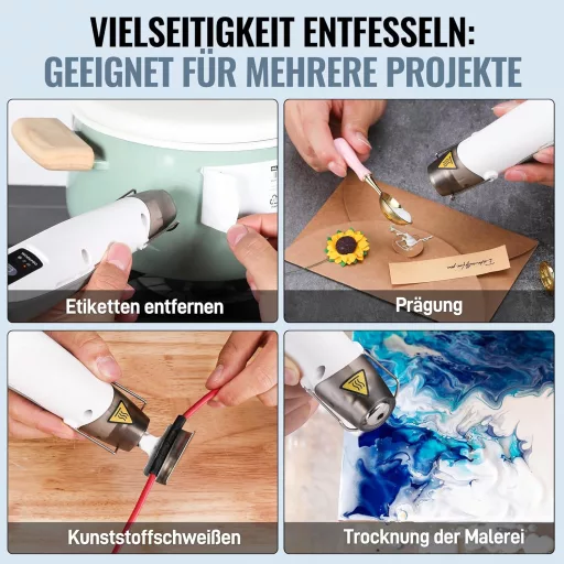 WORKPRO 7.2V Vezeték Nélküli Mini Hőlégfúvó 150-360°C Gyors Fűtéssel és Reflektor Fúvókával