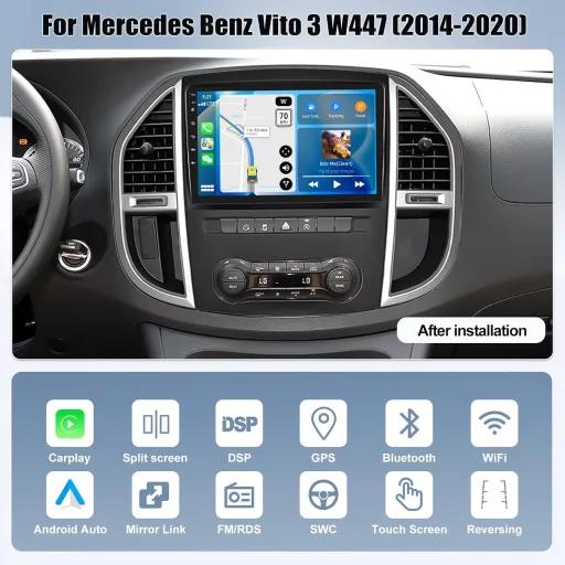 CAMECHO 10" Android 13 Autórádió Mercedes Vito W447 (2014-2020) GPS Navi CarPlay
