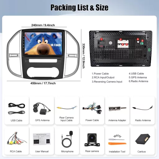 CAMECHO 10" Android 13 Autórádió Mercedes Vito W447 (2014-2020) GPS Navi CarPlay