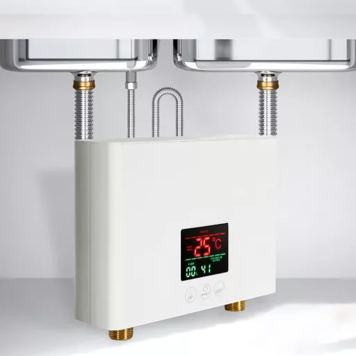 Încălzitor de apă instantaneu Mulcort de 3 kW cu display LED - Mini boiler electric fără rezervor cu control al temperaturii în 3 trepte și telecomandă.