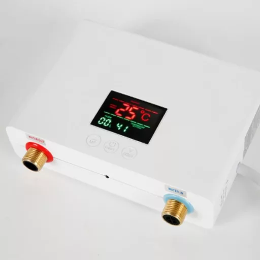 Mulcort 3 kW-os Átfolyós Vízmelegítő LED Kijelzővel - Tartály Nélküli Elektromos Mini Bojler 3 Fokozatú Hőmérséklet-szabályozással és Távirá