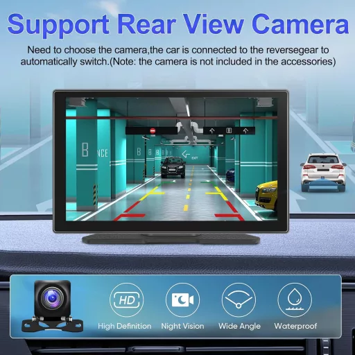 Podofo 9" IPS Autórádió Vezeték Nélküli Apple CarPlay & Android Auto Támogatással - Érintőképernyős Bluetooth Médialejátszó, FM, USB, AUX