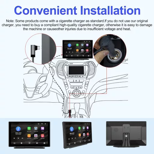 Podofo 9" IPS Autórádió Vezeték Nélküli Apple CarPlay & Android Auto Támogatással - Érintőképernyős Bluetooth Médialejátszó, FM, USB, AUX