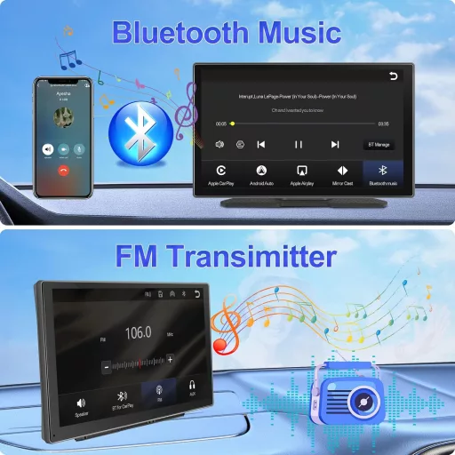 Podofo 9" IPS autorádio s bezdrôtovým Apple CarPlay a Android Auto - Dotykový Bluetooth prehrávač médií, FM, USB, AUX