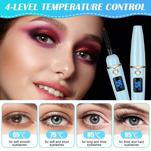 LOPHE Elektromos Szempilla Göndörítő, USB Fűtött 4 Hőfokozat, Gyors Melegítés, Világoskék