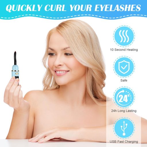 Ondulator electric pentru gene LOPHE, încălzit prin USB, 4 trepte de temperatură, încălzire rapidă, albastru deschis