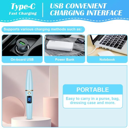 Ondulator electric pentru gene LOPHE, încălzit prin USB, 4 trepte de temperatură, încălzire rapidă, albastru deschis