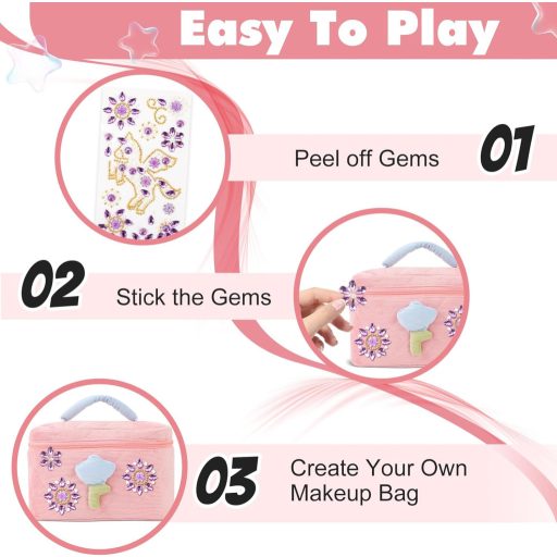 Truse de cosmetice Kidsicher cu autocolante sclipitoare, pentru femei și fete, organizator de machiaj, roz, mărimea M