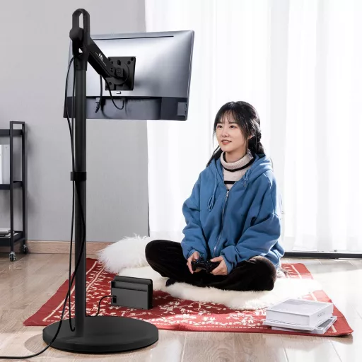 Maclean MC-970 mobil TV állvány kerekeken 17-25" képernyőhöz, dönthető és magasságállítható