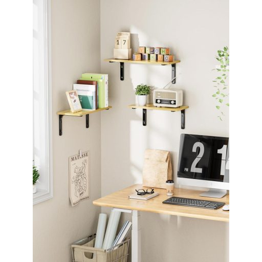 EKNITEY Lebegő Polcok Fa-Fém Vintage Stílusú Fali Polcok 3 Darab