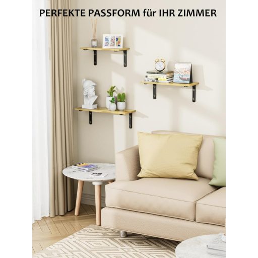 EKNITEY Lebegő Polcok Fa-Fém Vintage Stílusú Fali Polcok 3 Darab