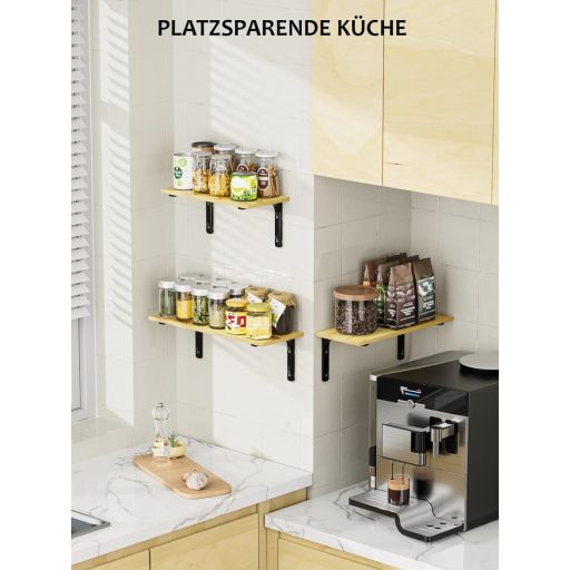 EKNITEY Lebegő Polcok Fa-Fém Vintage Stílusú Fali Polcok 3 Darab