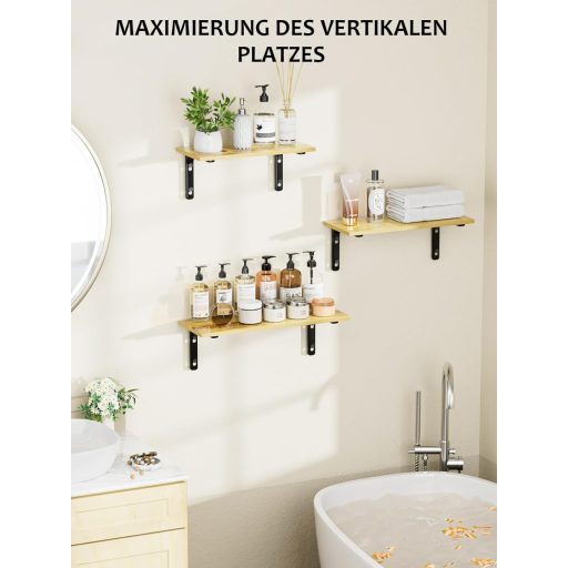 EKNITEY Lebegő Polcok Fa-Fém Vintage Stílusú Fali Polcok 3 Darab