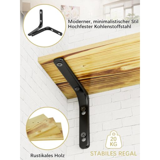 EKNITEY Lebegő Polcok Fa-Fém Vintage Stílusú Fali Polcok 3 Darab