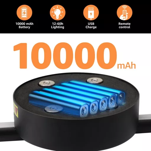 Aipsun Akkumulátoros Fali Lámpa 10000 mAh - 100 cm Vezeték Nélküli LED Világítás Távirányítóval, Tompítható, Időzíthető, Nappali, Hálószoba