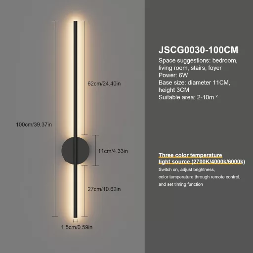 Aipsun Akkumulátoros Fali Lámpa 10000 mAh - 100 cm Vezeték Nélküli LED Világítás Távirányítóval, Tompítható, Időzíthető, Nappali, Hálószoba