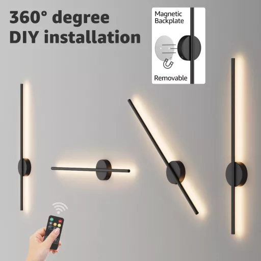 Aipsun Akkumulátoros Fali Lámpa 10000 mAh - 100 cm Vezeték Nélküli LED Világítás Távirányítóval, Tompítható, Időzíthető, Nappali, Hálószoba