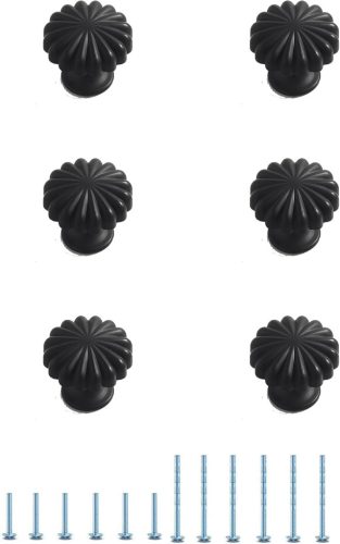 Set de mânere Fanruier Modern Minimalist Aluminiu - Mânere negre rotunde pentru mobilă, sertare, dulapuri, comode - 6 buc