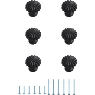   Fanruier Modern Minimalista Alumínium Fogantyú Szett - Fekete Kerek Bútorfogantyúk Fiókokhoz, Szekrényekhez, Komódokhoz - 6 db