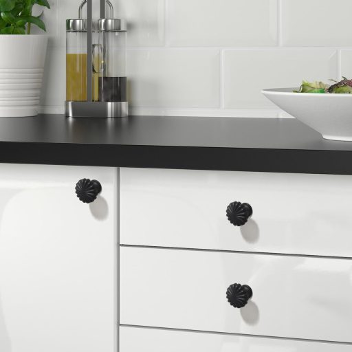 Set de mânere Fanruier Modern Minimalist Aluminiu - Mânere negre rotunde pentru mobilă, sertare, dulapuri, comode - 6 buc