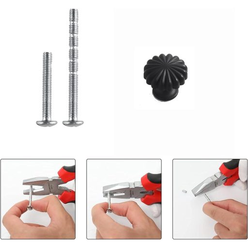 Fanruier Modern Minimalista Alumínium Fogantyú Szett - Fekete Kerek Bútorfogantyúk Fiókokhoz, Szekrényekhez, Komódokhoz - 6 db