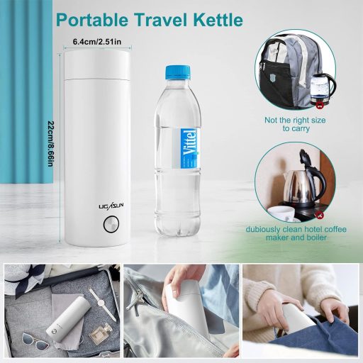 ZONJIE Hordozható Mini Utazó Vízforraló 400ml - Rozsdamentes Acél, 3 az 1-ben Automata Kikapcsolással - Tea, Kávé, Tej Melegítésére