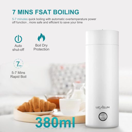 ZONJIE Hordozható Mini Utazó Vízforraló 400ml - Rozsdamentes Acél, 3 az 1-ben Automata Kikapcsolással - Tea, Kávé, Tej Melegítésére