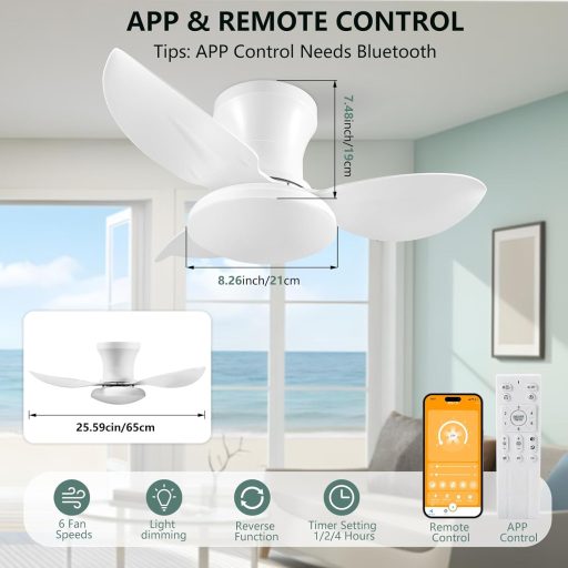 YrgePowk 65 cm Mennyezeti Ventilátor LED Világítással Távirányítóval