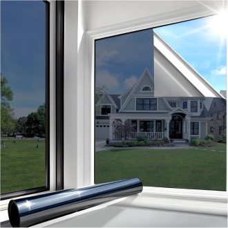   Lifetree Tükör Ablakfólia 90x200cm Hővisszaverő Öntapadós Napvédelem Fekete-Ezüst