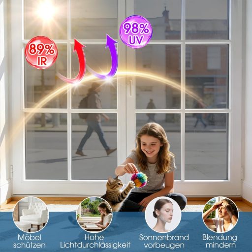 Lifetree Tükör Ablakfólia 90x200cm Hővisszaverő Öntapadós Napvédelem Fekete-Ezüst