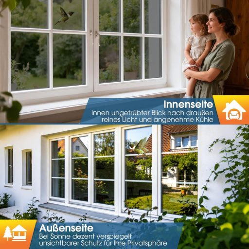 Lifetree Tükör Ablakfólia 90x200cm Hővisszaverő Öntapadós Napvédelem Fekete-Ezüst