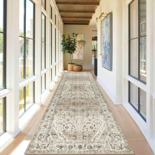 Cekene Boho Futószőnyeg 80x300 cm - Mosható, Csúszásmentes Hosszú Szőnyeg Konyhába, Előszobába, Hálóba - Vintage Mintás Poliészter Szőnyeg