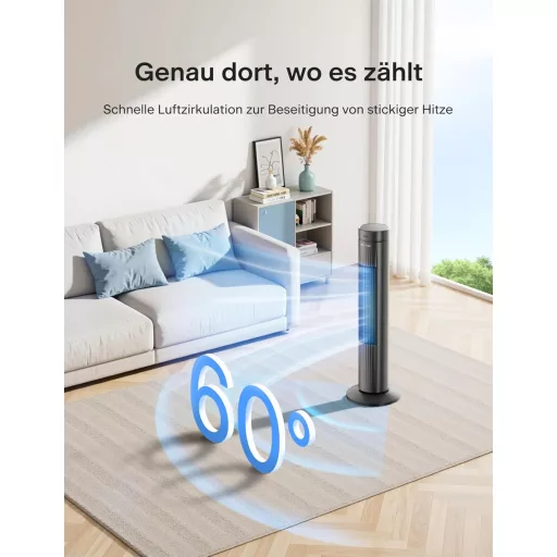 Pelonis csendes torony ventilátor távirányítóval, 3 fokozat, 7 órás időzítő