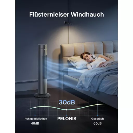 Pelonis csendes torony ventilátor távirányítóval, 3 fokozat, 7 órás időzítő