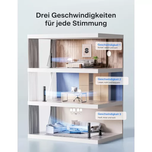 Tichý stĺpový ventilátor Pelonis s diaľkovým ovládaním, 3 rýchlosti, 7-hodinový časovač