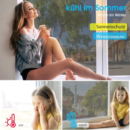 Folie oglindă pentru geam Lifetree 75x200cm Argintiu - Protecție UV și Reflexie termică