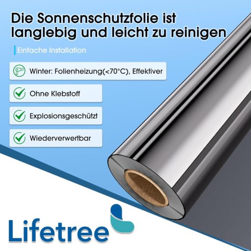 Lifetree Tükör Ablakfólia 75x200cm Ezüst - UV Védelem és Hővisszaverődés