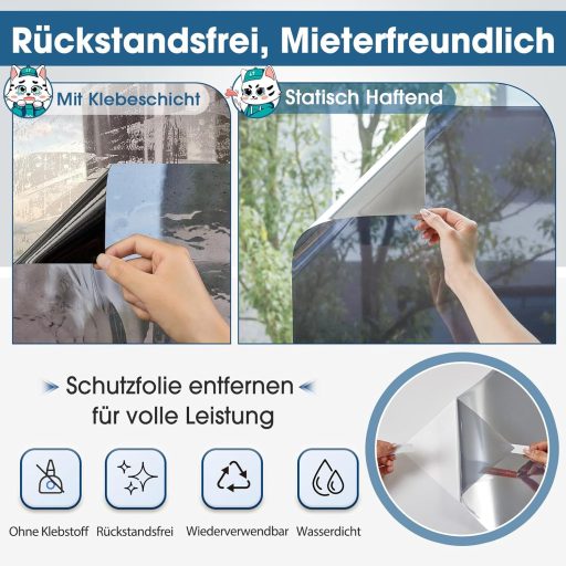 Lifetree Egyirányú Hőszigetelő Ablakfólia UV Védelem Ezüst 90x300cm